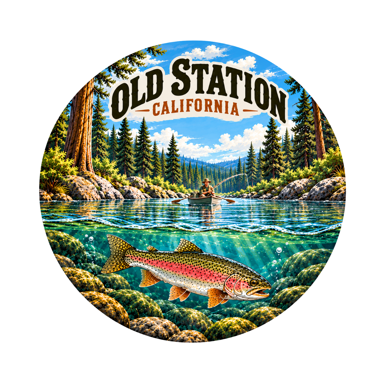 Old Station Fishing Sticker